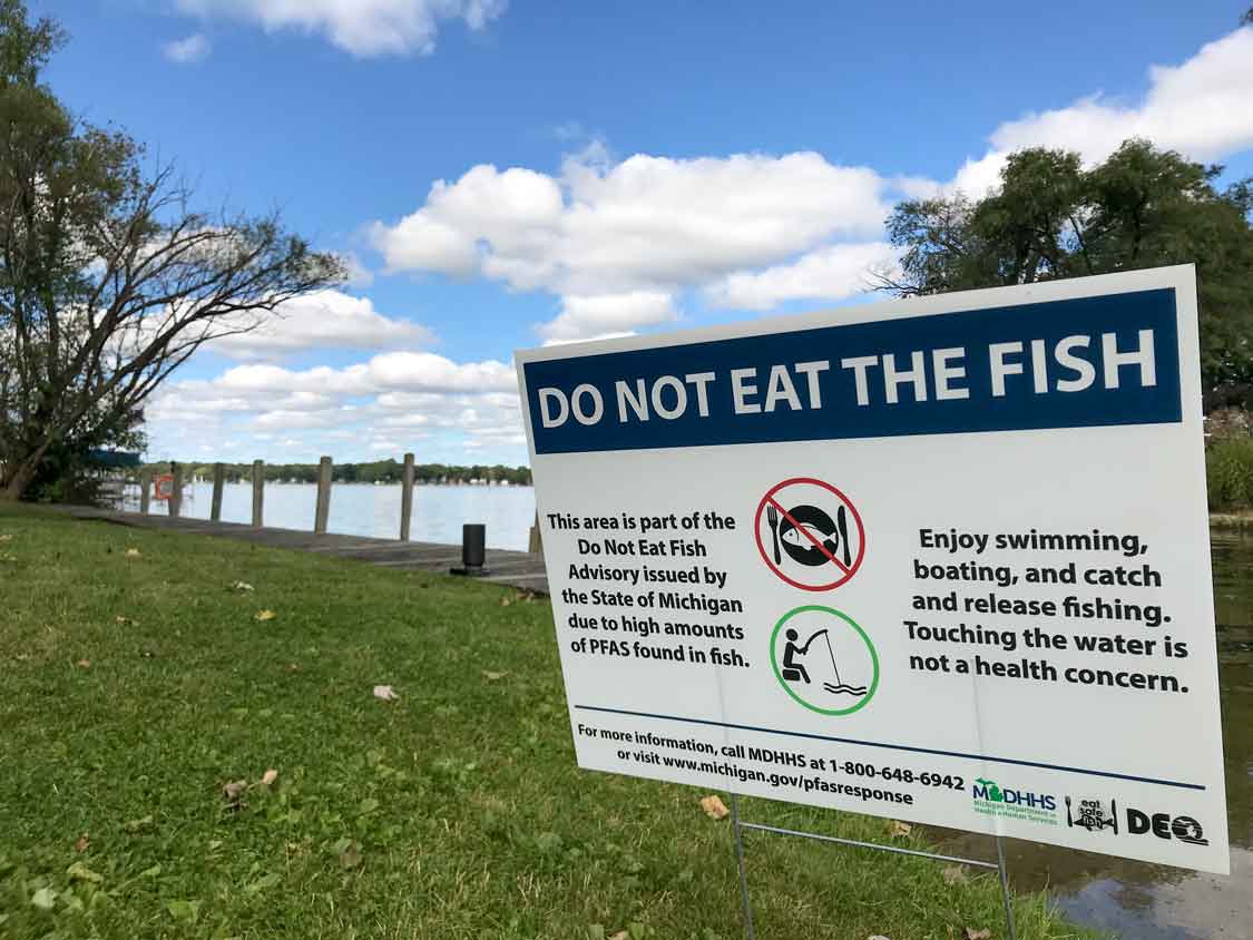 PFAS Do Not Eat the Fish Sign at Baseline Lake